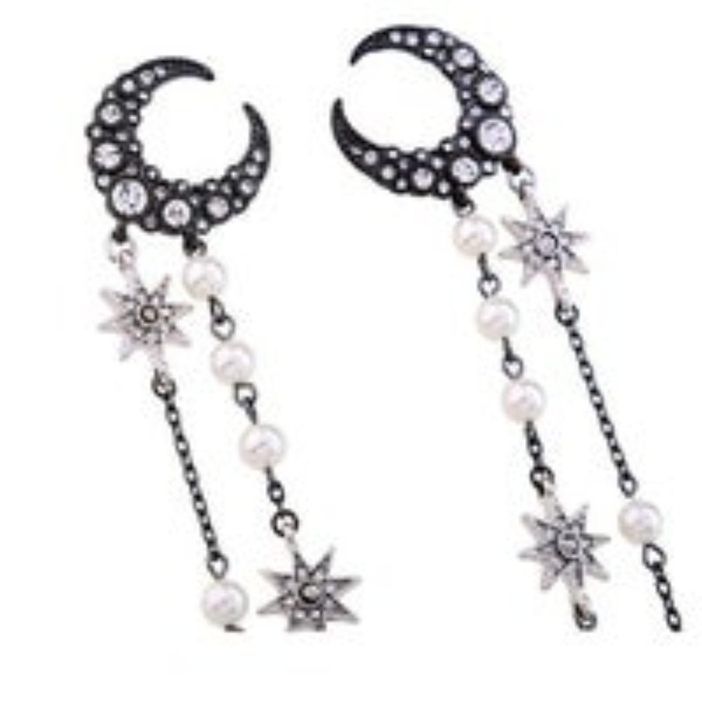 Star Moon Tassel Drop  Betsey Johnson Earrings - Picture 4 of 5